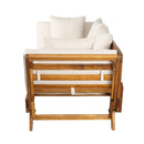 Outdoor Patio Daybed Sofa, 3 Seat Sofa With Foldable Arm 4 Back Pillows