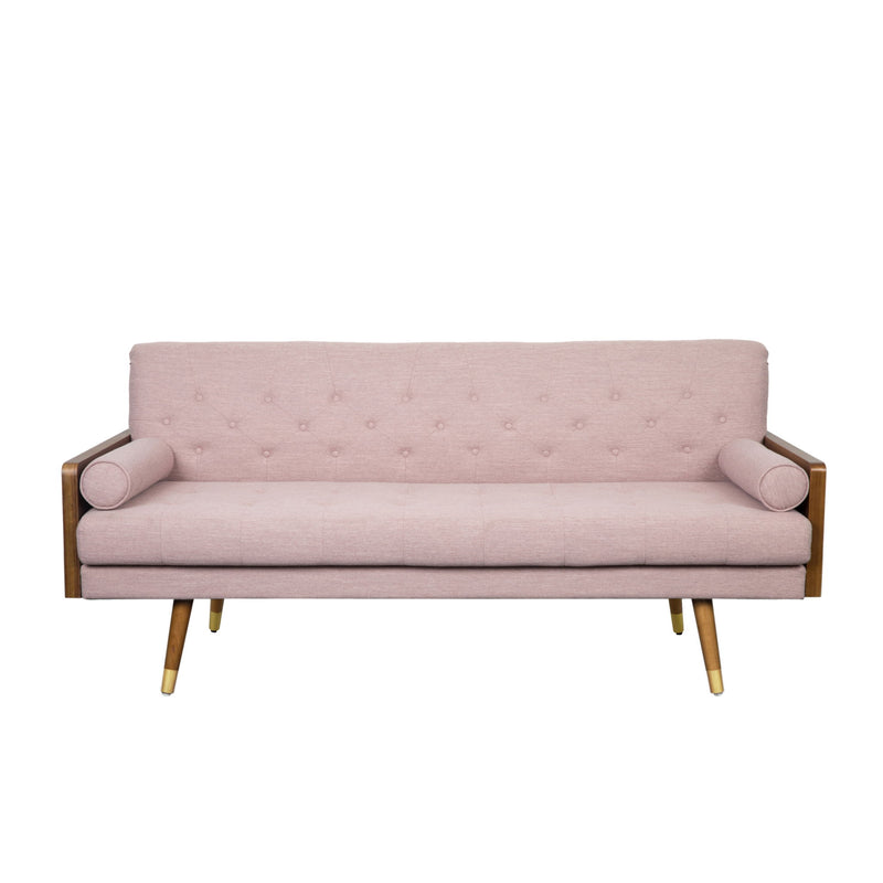 Aidan - Mid Century Modern Tufted Fabric Sofa - Blush