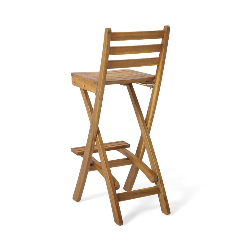 Outdoor Acacia Wood Folding Patio Barstool