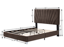 B108 Full bed Beautiful line stripe cushion headboard , strong wooden slats + metal legs with Electroplate