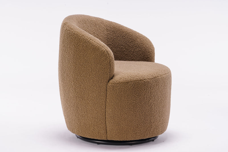 Teddy Fabric Swivel Accent Armchair Barrel Chair With Powder Coating Metal Ring