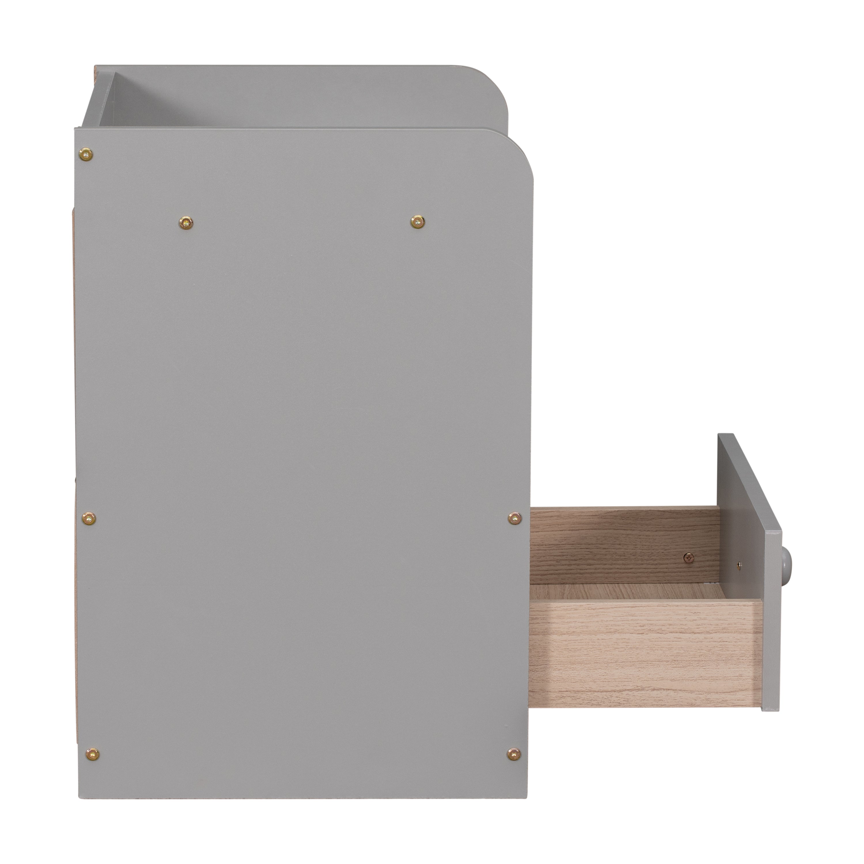 Nightstand, Bedside Table with Open Storage Cabinet, Drawer,Grey