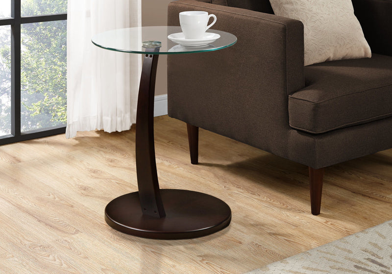 C-Shaped Accent Table Clear Tempered Glass For Living Room