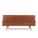 Adelaide - Mid Century Modern Tufted Sofa With Rolled Accent Pillows - Light Brown