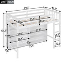 Twin Size Loft Bed with 8 Open Storage Shelves and Built-in Ladder, White