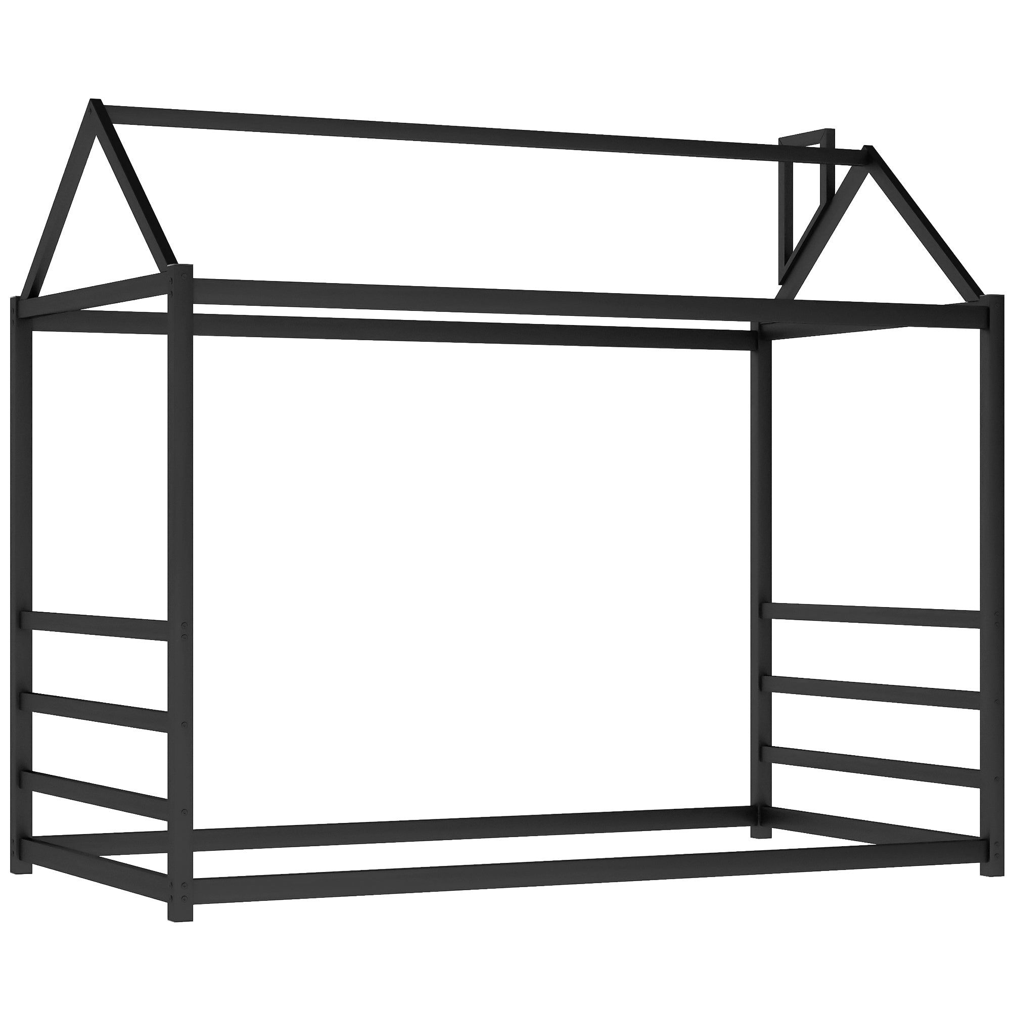 House Platform Bed with Roof and Chimney Design,Black - Atlantic Fine Furniture Melbourne FL