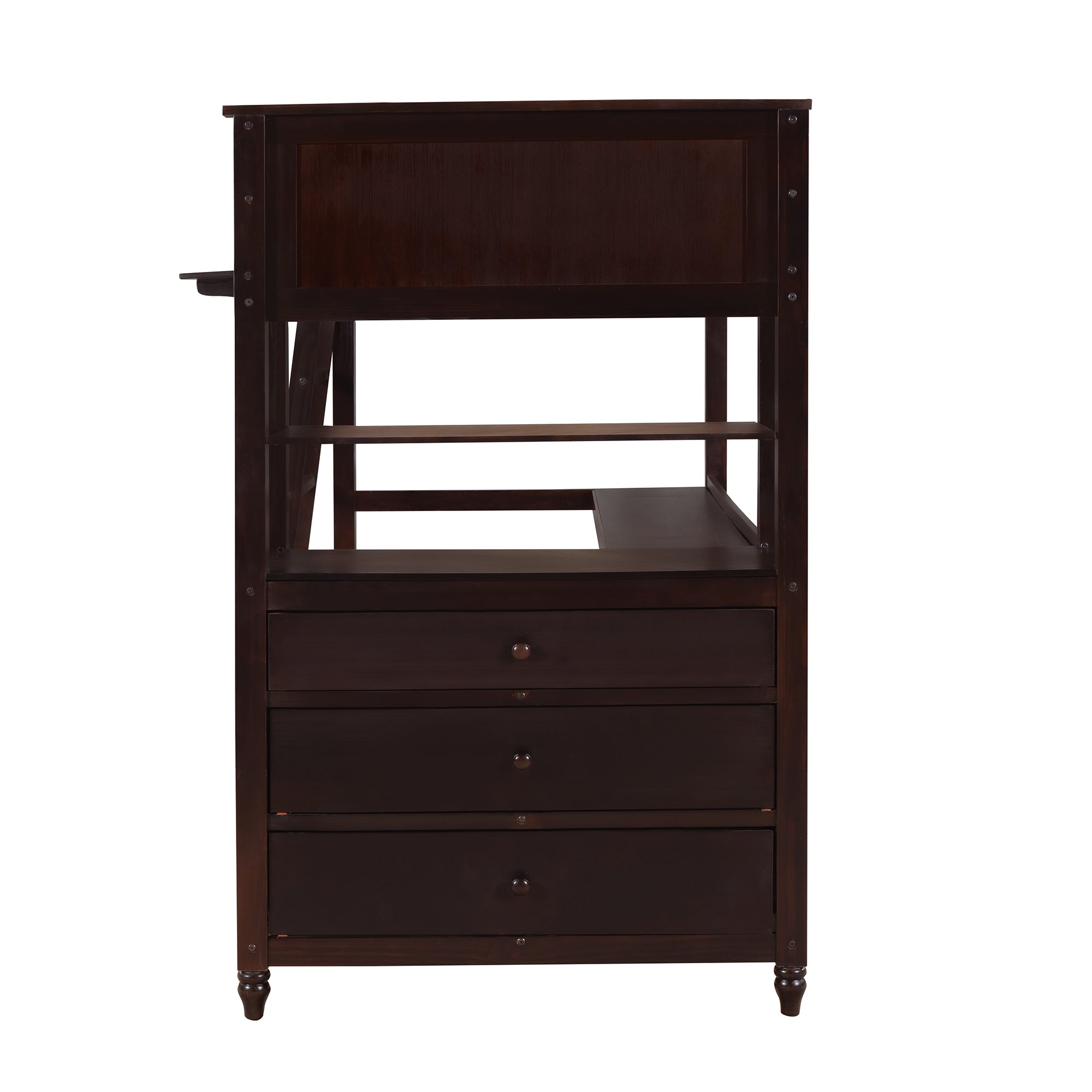 Twin size Loft Bed with Drawers and Desk, Wooden Loft Bed with Shelves - Espresso(OLD SKU: LT001530AAP) - Atlantic Fine Furniture Melbourne FL