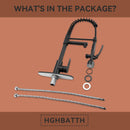 Kitchen Sink Faucet With LED Pull Down Sprayer, Single Handle High Arc Faucet, Dual Spouts, Deck Mount - Matte Black