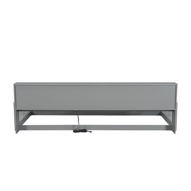Twin Long Floor Bed With Storage Cabinets And USB Ports - Gray