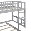 Twin Over Twin Classic Bunk Bed With Slide And Ladder - Gray