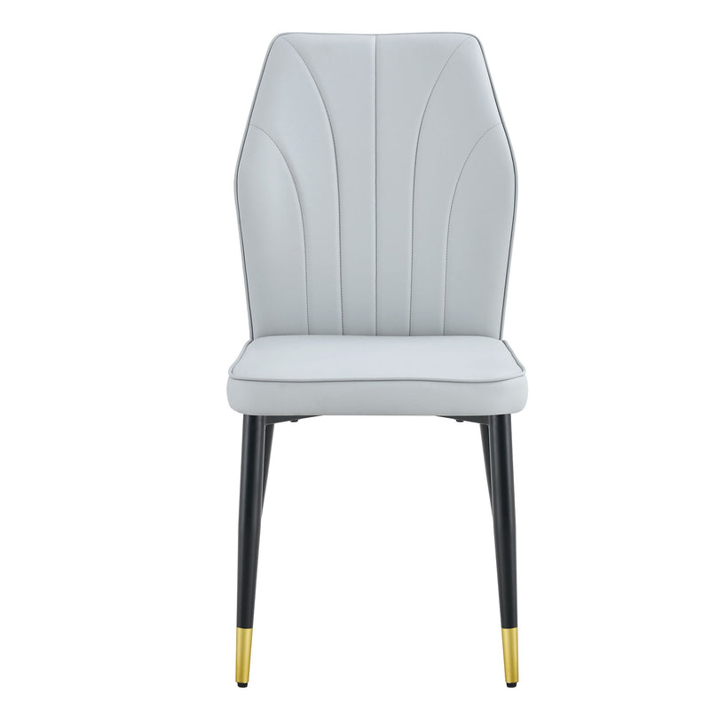 4 Modern Dining Chairs With Stylish Patterned Backrest And Metal Legs