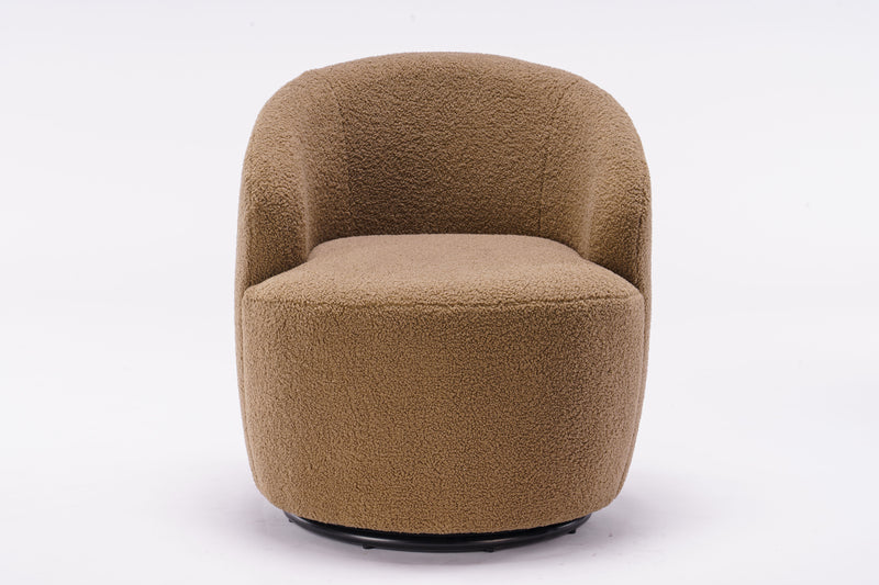 Teddy Fabric Swivel Accent Armchair Barrel Chair With Powder Coating Metal Ring