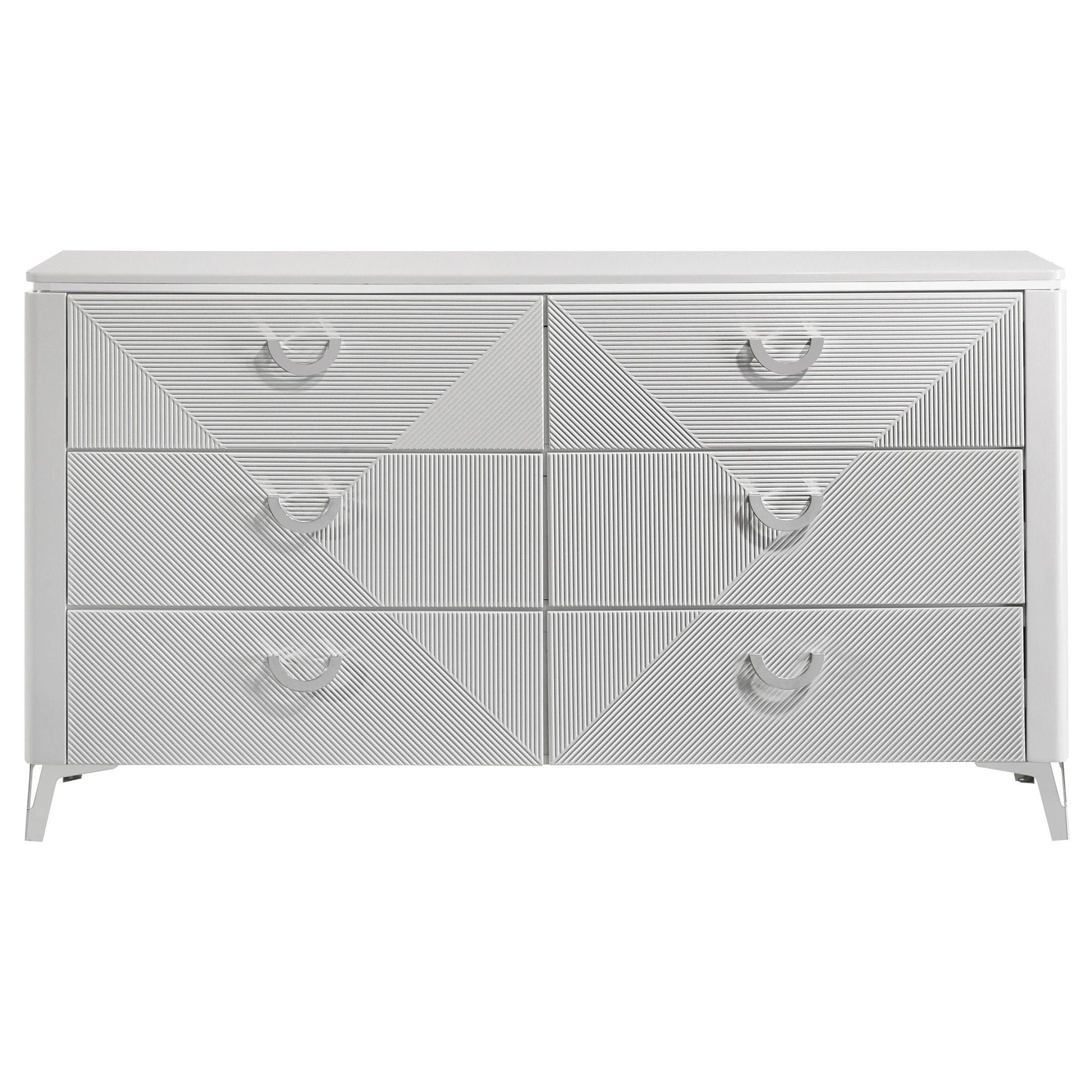Cassia 6-drawer Bedroom Dresser Cabinet White High Gloss