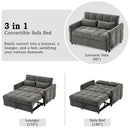 Loveseat Sofa Pull-Out Bed With Adjustable Backrest, 3 USB Ports And 2 Lumbar Pillows For Living Room