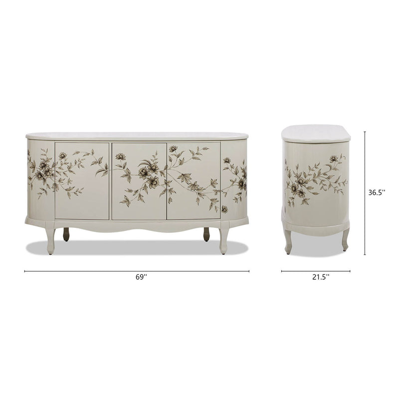 Florence - Hand Painted Lacquered Credenza - Taupe Gray