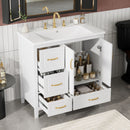 Bathroom Vanity With Sink, Soft Closing Doors & Drawers, Metal Handles