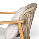 2 Piece Outdoor Acacia Wood Conversation Set, Woven Rope Backrest Patio Seating Group, Woven Rope With Coffee Table For Porch - Light Teak / Beige