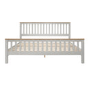 Country Style Concise Gray Solid Platform Bed with Oak Top, No Box Spring Needed, King