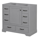 36" Bathroom Vanity Without Sink, Cabinet Base Only, 6 Drawers, Multi Functional Drawer Divider, Adjustable Shelf - Gray