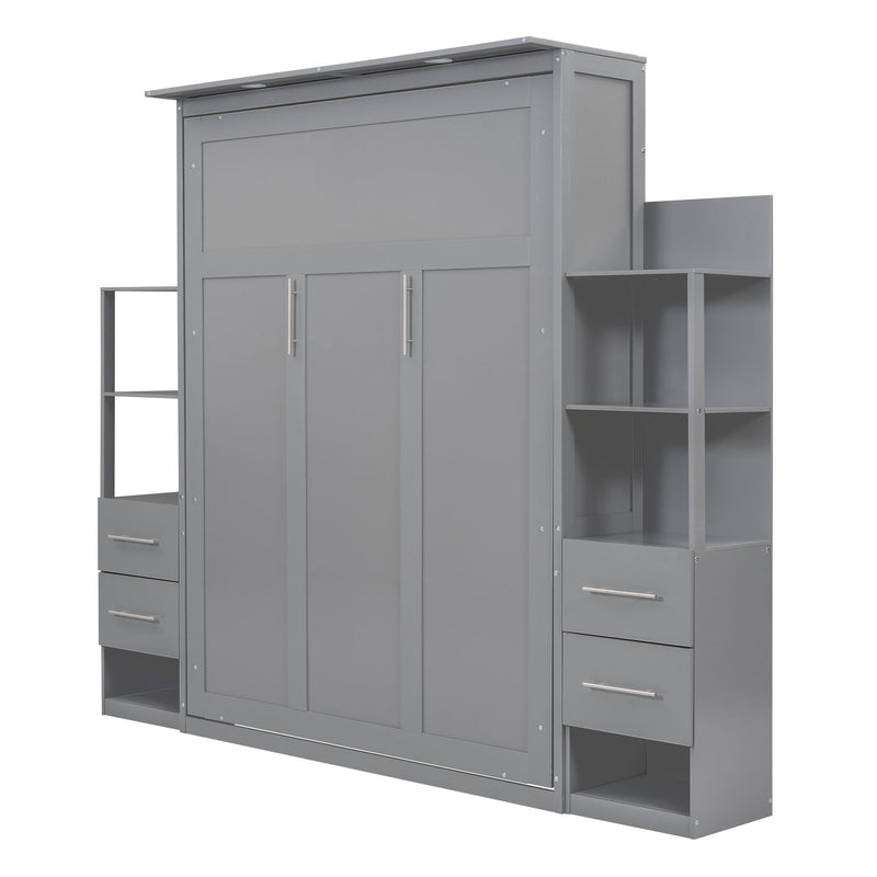 Murphy Wall Bed With Shelves, Drawers And LED Lights