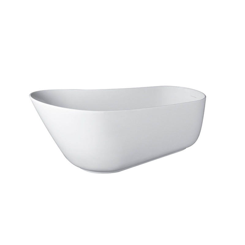 Solid Surface Stone Resin Oval Shape Soaking Bathtub With Overflow For The Bathroom - Matte White