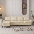 Modern Sectional Technical Leather L-Shaped Sofa Couch With Convertible Ottoman