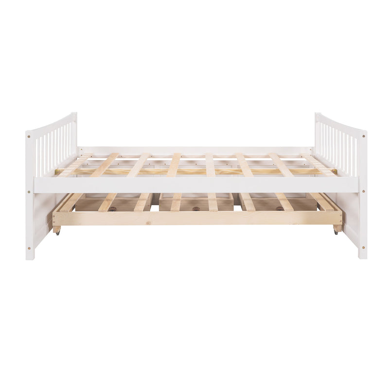 Full Size Daybed With Twin Size Trundle And Drawers, Full Size