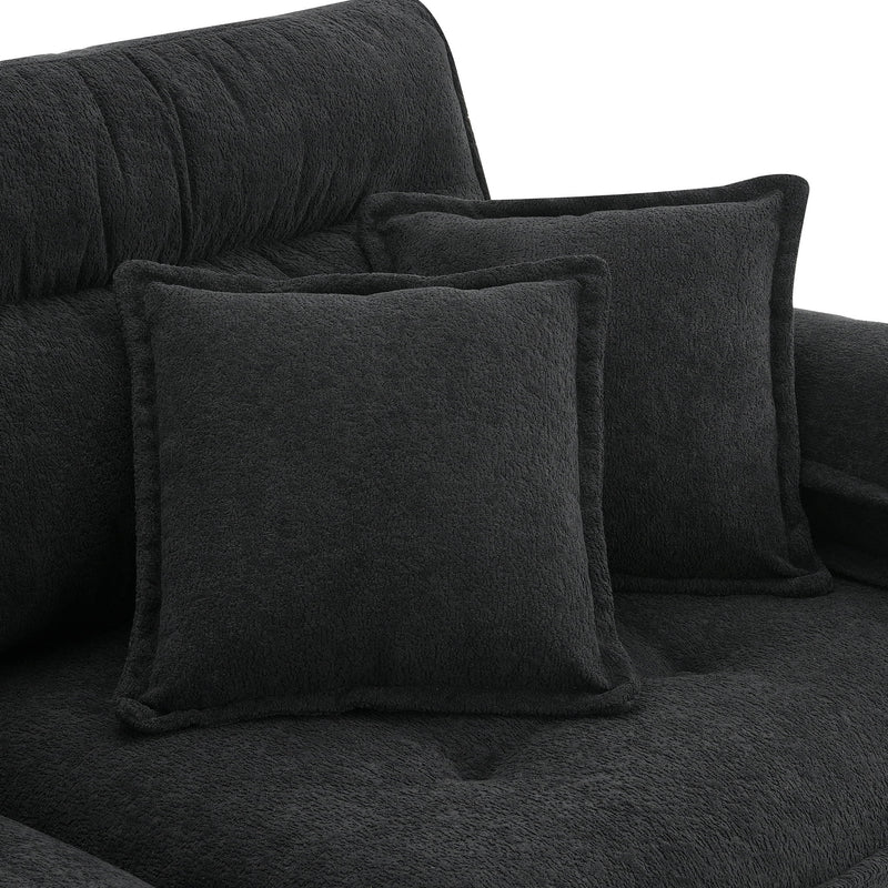 L Shaped Convertible Sectional Sofa 4 Seat Tufted Couch Set With Two Tone Adjust Legs Cloud Movable Ottoman