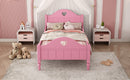 Girl's Love Princess Bed Macaron Twin Size Toddler Bed with Side Safety Rails and Headboard and Footboard , Light Pink