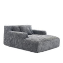 Chenille Interior Lazy Sofa Chaise Longue Armchair With 3 Pillows And Armrests