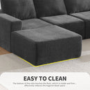 Modular U Shaped Sectional With Ottomans, Luxury Cloud Floor Couch With Deep Seat Fully Compressed Upholstered Sofa