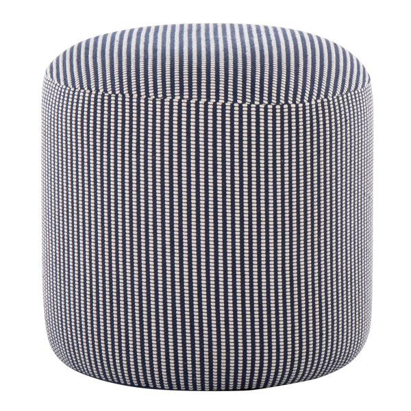 Round Pouf Knitted Blue / White