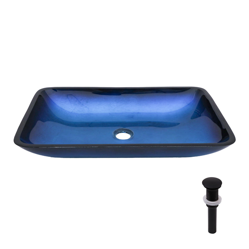 Gradient Tempered Glass Vessel Sink With Pop-Up Drain