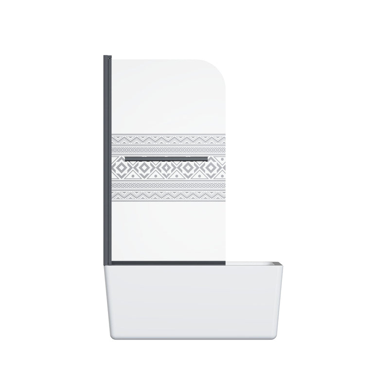 Bohemian Shower Door Bathtub With Tempered Glass And Handle - Matt Black