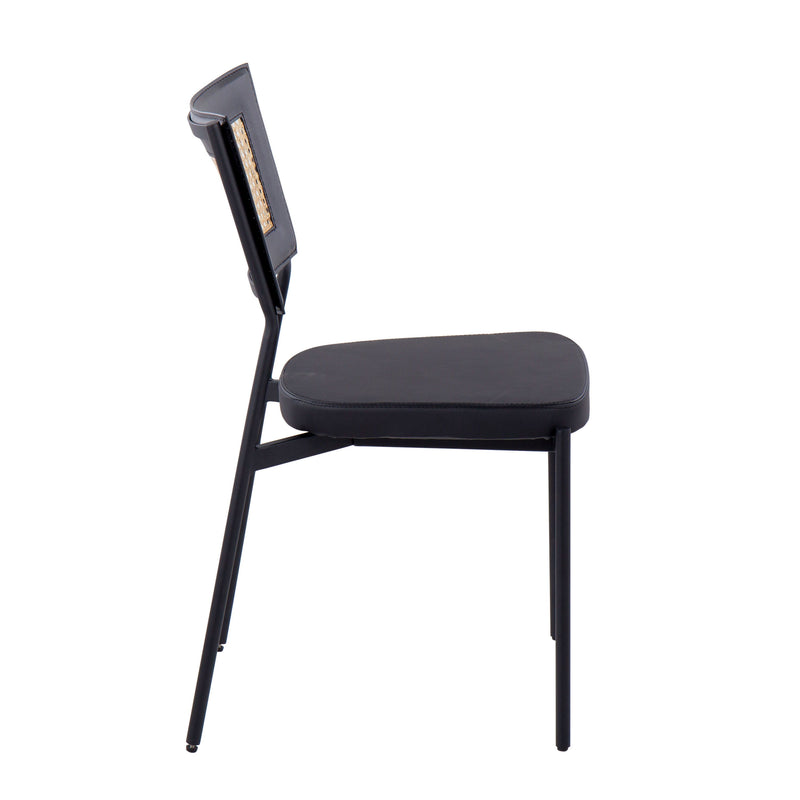 Tania - Contemporary Dining Chair (Set of 2) - Black / Rattan Back