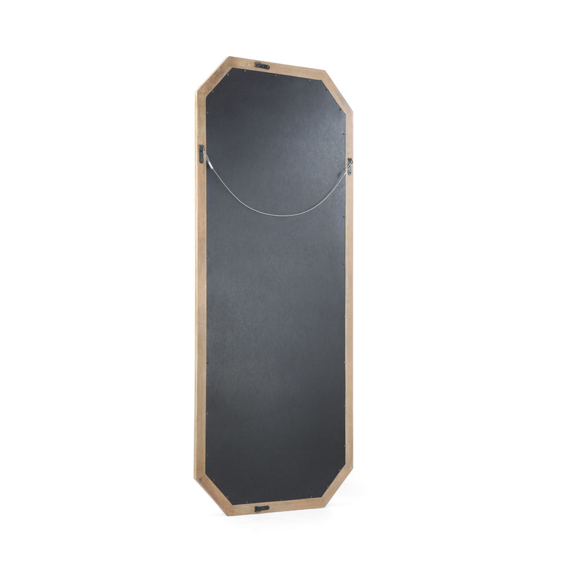 Elegant Wood Block Carved Leaner Mirror - White