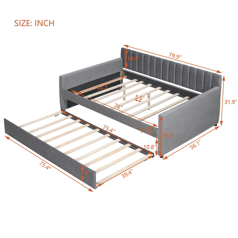 Upholstered Daybed With Slat Support