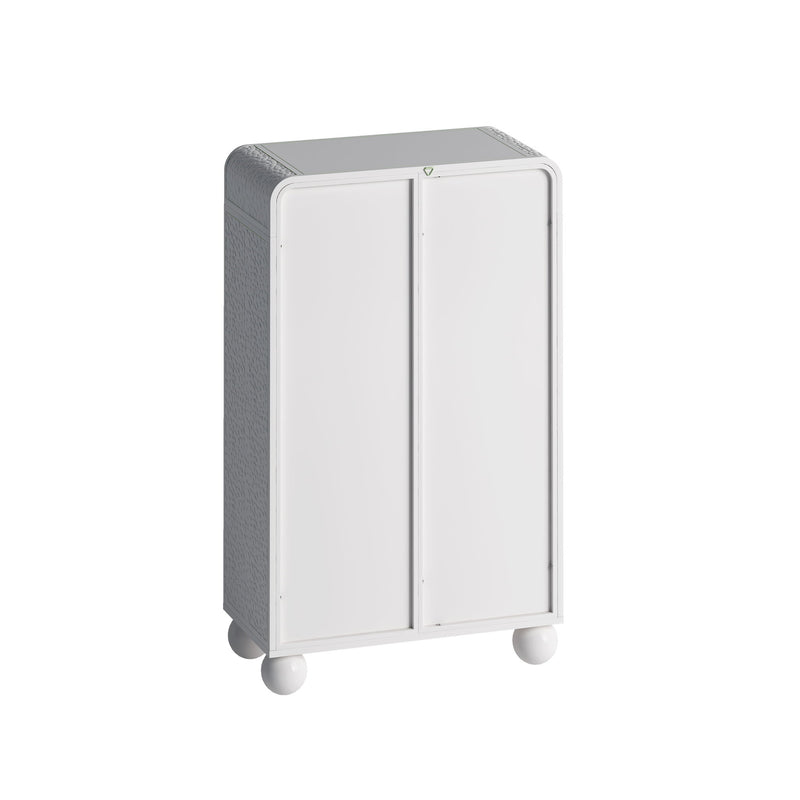 Storage Cabinet With Shelves And Glass Door, Freestanding Organizer For Bathroom - White
