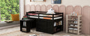 Twin Size Loft Bed with Retractable Writing Desk and 3 Drawers, Wooden Loft Bed with Storage Stairs and Shelves, Espresso