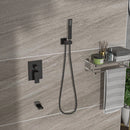 Shower System With Waterfall Tub Spout And 16" Ceiling Mount Square Rain Shower - Oil-Rubbed Bronze
