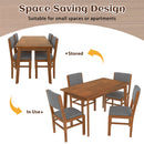5 Pieces Rectangle Wooden Dining Table Set, Mid Century Modern Kitchen Table And 4 Upholstered Chairs For Home, Saving Space - Brown / Gray