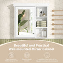 Bathroom Medicine Cabinet With Mirror, Wall Mounted Mirror Cabinet & Storage Organizer, Over The Toilet Storage White Storage Cabinet For Bathroom - White