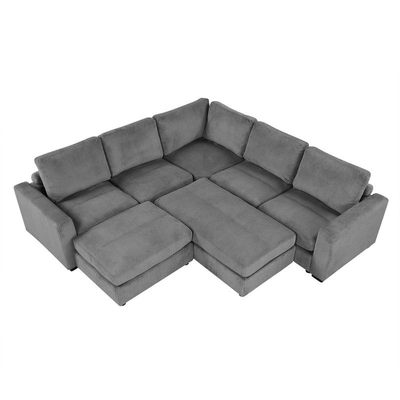 Sectional Couch Sofa Bed Modular Sofa With Two Movable Ottomans For Living Room