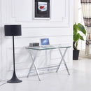 Transparent Glass Computer Desk With Rounded Edges, Tempered Glass Laptop Table - Clear