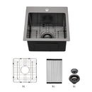 Topmount 16G Stainless Steel Kitchen Sink Deep Single Bowl - Gunmetal Black