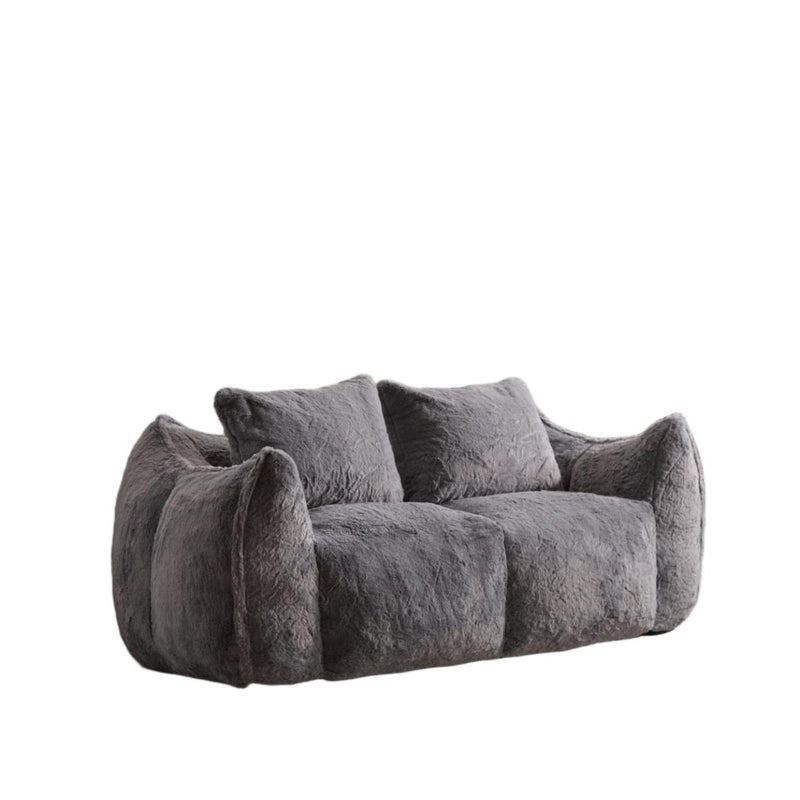 Giant Bean Bag Couch, Ultra Soft Fluffy Loveseat For Living Room Reading Chair With Pillows - Gray