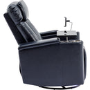 270° Power Swivel Recliner Home Theater Chair With Hidden Arm Storage, LED Light, Cup Holder, And Tray Table