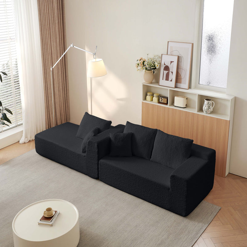Modular Cloud Sectional Couch With L Shape Chaise, Deep Seat - Black