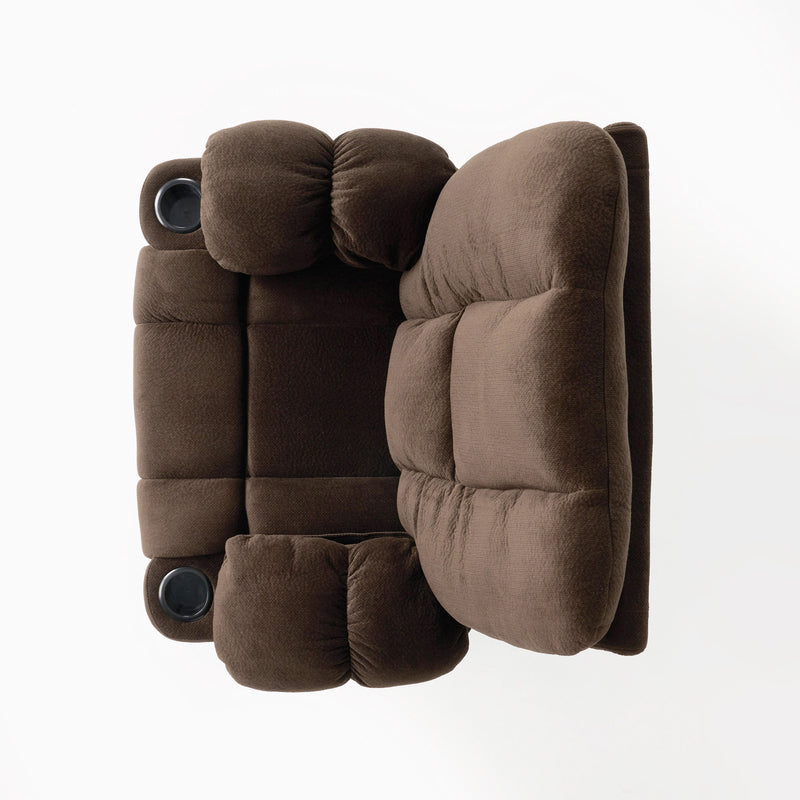 Luxurious Manual Recliner Chair With Skin-Friendly Fabric And Dual Cup Holders