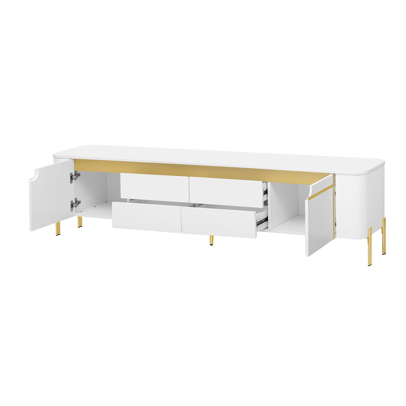TV Stand For TVs Up To 80" With 4 Drawers And 2 Spacious Cabinets